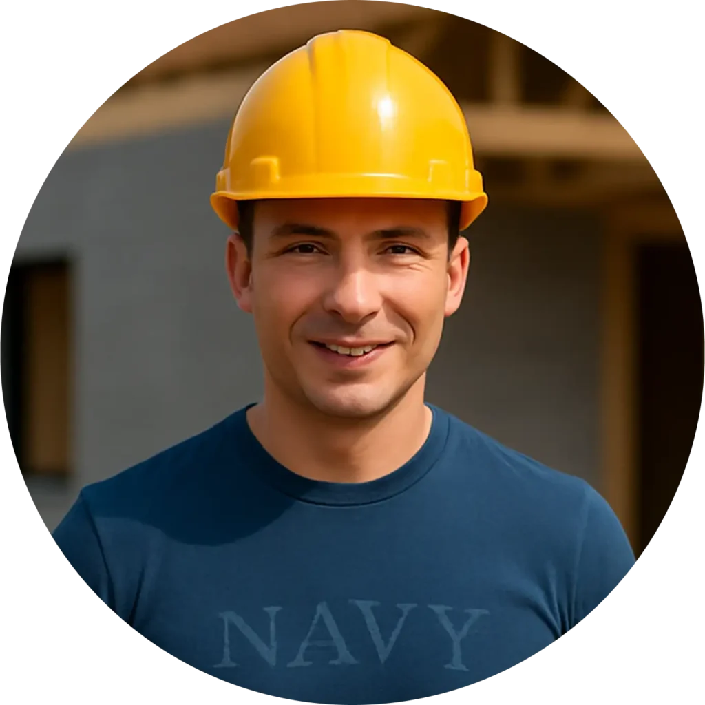 mezczyzna budujacy dom